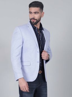 Cantabil - Men Blue Double Breasted Solid Blazer