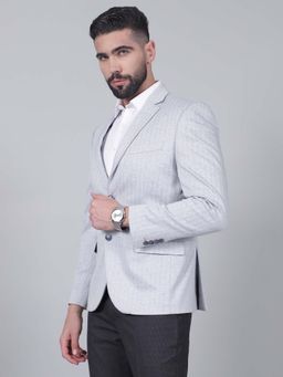 Cantabil - Men Blue Double Breasted Stripes Blazer