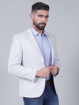 Cantabil - Men Blue Double Breasted Solid Blazer