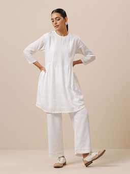 trueBrowns - Cotton White Gathers Co-Ord Set (Set of 2)