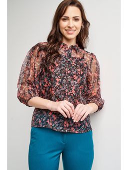 AND - Women Multi Color puffy sleeves Top