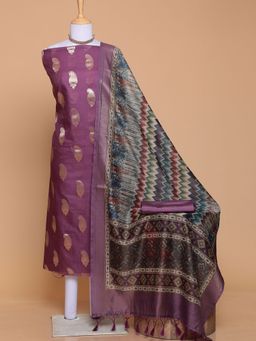 Zari Jaipur - Wine Chanderi Cotton Fabric with Zari (Set of 3)