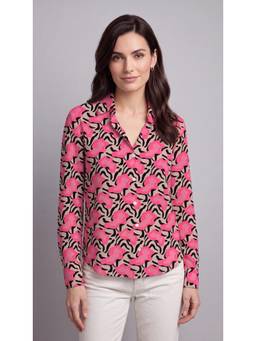 Twenty Dresses by Nykaa Fashion - Pink & White Poly Cotton Floral Printed Shirt