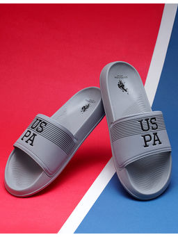U.S. POLO ASSN. - Grey Artax Stylish Sliders for Men
