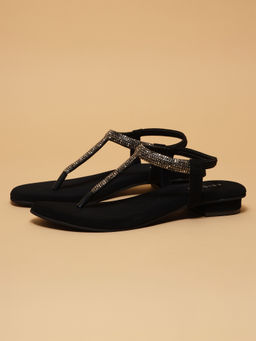 ERIDANI - Women Aarvi Black Embellished Sandals