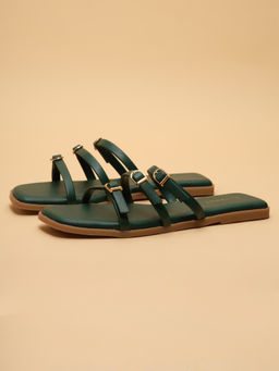 ERIDANI - Women Allen Green Buckle Flats