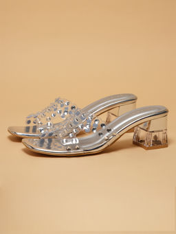 ERIDANI - Women Silver Elora Block Heels