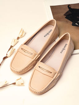 Louis Stitch - Women Beige Premium Solid Slip-On Casual Loafers