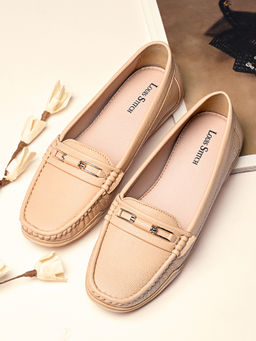 Louis Stitch - Women Beige Premium Solid Slip-On Casual Loafers