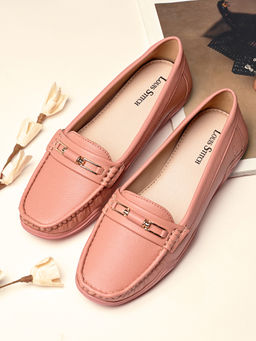 Louis Stitch - Women Pink Premium Solid Slip-On Casual Loafers