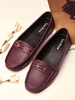 Louis Stitch - Women Maroon Premium Solid Slip-On Casual Loafers