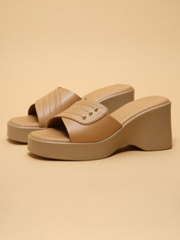 ERIDANI - Women Beige Lynn Slip-on Heels