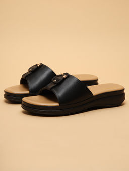 ERIDANI - Women Black Martha Slip-on Sandals