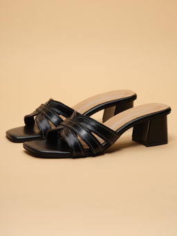 ERIDANI - Women Black Paula Slip-on Block Heels