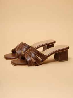 ERIDANI - Women Brown Paula Slip-on Block Heels