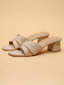 ERIDANI - Women Beige Paula Slip-on Block Heels