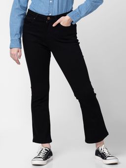 Spykar - Women Black Cotton Bootcut Fit Ankle Length Jeans (elissa)