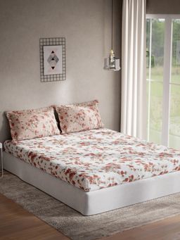 Ddecor Live Beautiful - Cotton Floral Double Bedsheet With 2 Pillow Covers, 144 TC