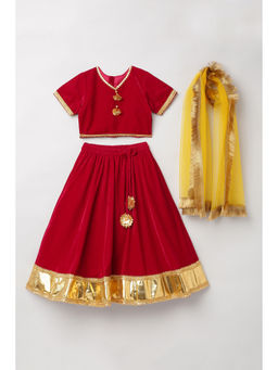BYB Premium - Red Gota Work Lehenga (Set of 3) (3-4 Years)