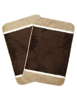 Saral Home - Brown Microfiber Anti Skid Bath Mat 40x60 cm (Pack of 2)