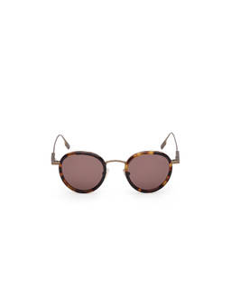Ermenegildo Zegna - Brown Metal Full Rim Round Men Frame (EZ0276 46 52E) (46)