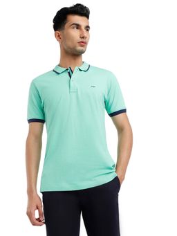 ColorPlus - Medium Green Cotton Blend Regular Fit Polo T-Shirt
