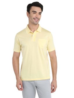 ColorPlus - Light Yellow Pure Cotton Comfort Fit Polo T-Shirt