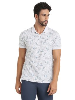 ColorPlus - White Cotton Blend Regular Fit Polo T-Shirt