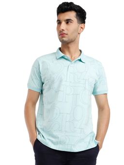 ColorPlus - Light Green Cotton Blend Regular Fit Polo T-Shirt