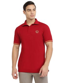 Raymond - Dark Red Pure Cotton Regular Fit Polo T-Shirt