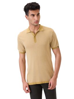 Raymond - Beige Pure Cotton Regular Fit Polo T-Shirt