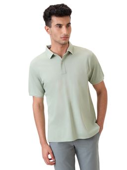 Raymond - Light Green Pure Cotton Regular Fit Polo T-Shirt