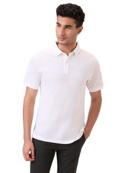 Raymond - White Pure Cotton Regular Fit Polo T-Shirt