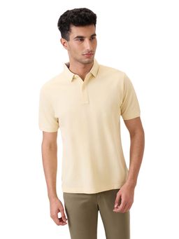 Raymond - Light Yellow Pure Cotton Regular Fit Polo T-Shirt