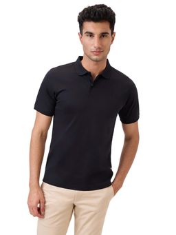 Raymond - Black Pure Cotton Regular Fit Polo T-Shirt