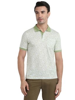 Raymond - Medium Green Pure Cotton Regular Fit Polo T-Shirt