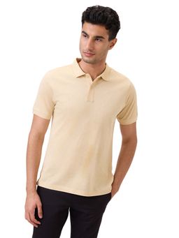 Raymond - Medium Fawn Pure Cotton Regular Fit Polo T-Shirt
