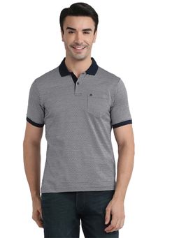 Raymond - Navy Blue Pure Cotton Regular Fit Polo T-Shirt