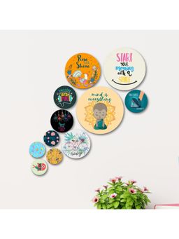 eCraftIndia - Positive Quotes Wooden Wall Hanging Decor (Set of 11) | Home Decor Items