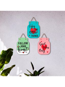 eCraftIndia - Set of 3 Motivational Quote Wooden Wall Hangings- Enjoy The Little Things