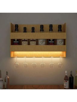 Dekorstation - Aesthetic Backlit Wall Mounted Bar Shelf in Light Oak Finish