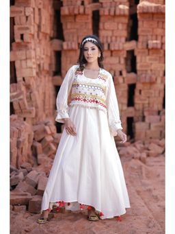 Mani Dua Khanna - Ivory Anarkali with Pant (Set of 2)