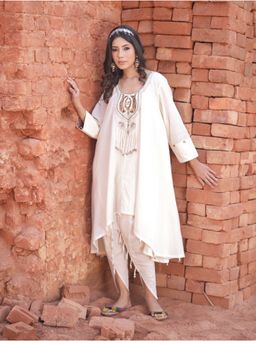 Mani Dua Khanna - Asymmetric Ivory Kurta with Dhoti (Set of 2)