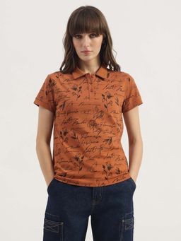 United Colors of Benetton - Printed Polo T-Shirt - Brown