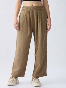 Spykar - Olive Green High Rise Loose Fit Casual Trouser For Women