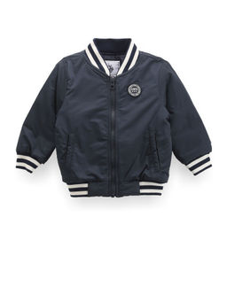 U.S. POLO ASSN. - Boys Striped Collar Bomber Jacket - Blue