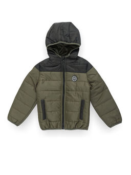 U.S. POLO ASSN. - Boys Colour Block Hooded Puffer Jacket - Green