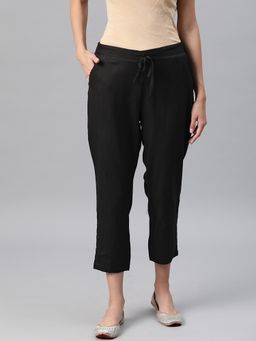 Readiprint - Women Straight Style Cotton Fabric Black Pants
