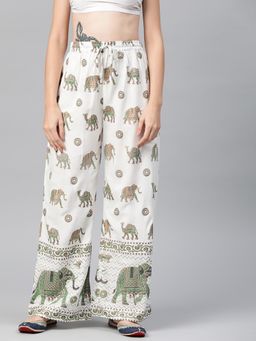 Readiprint - Women Straight Style Cotton Fabric White Palazzo