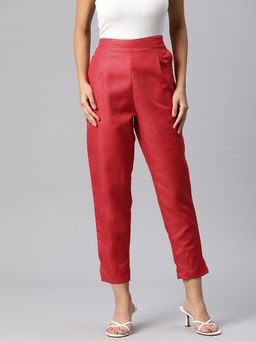 Readiprint - Women Cotton Blended Fabric Red Trousers